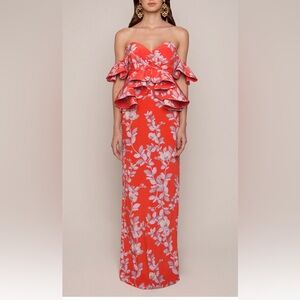Johanna Ortiz Red and White Floral Maxi Dress
